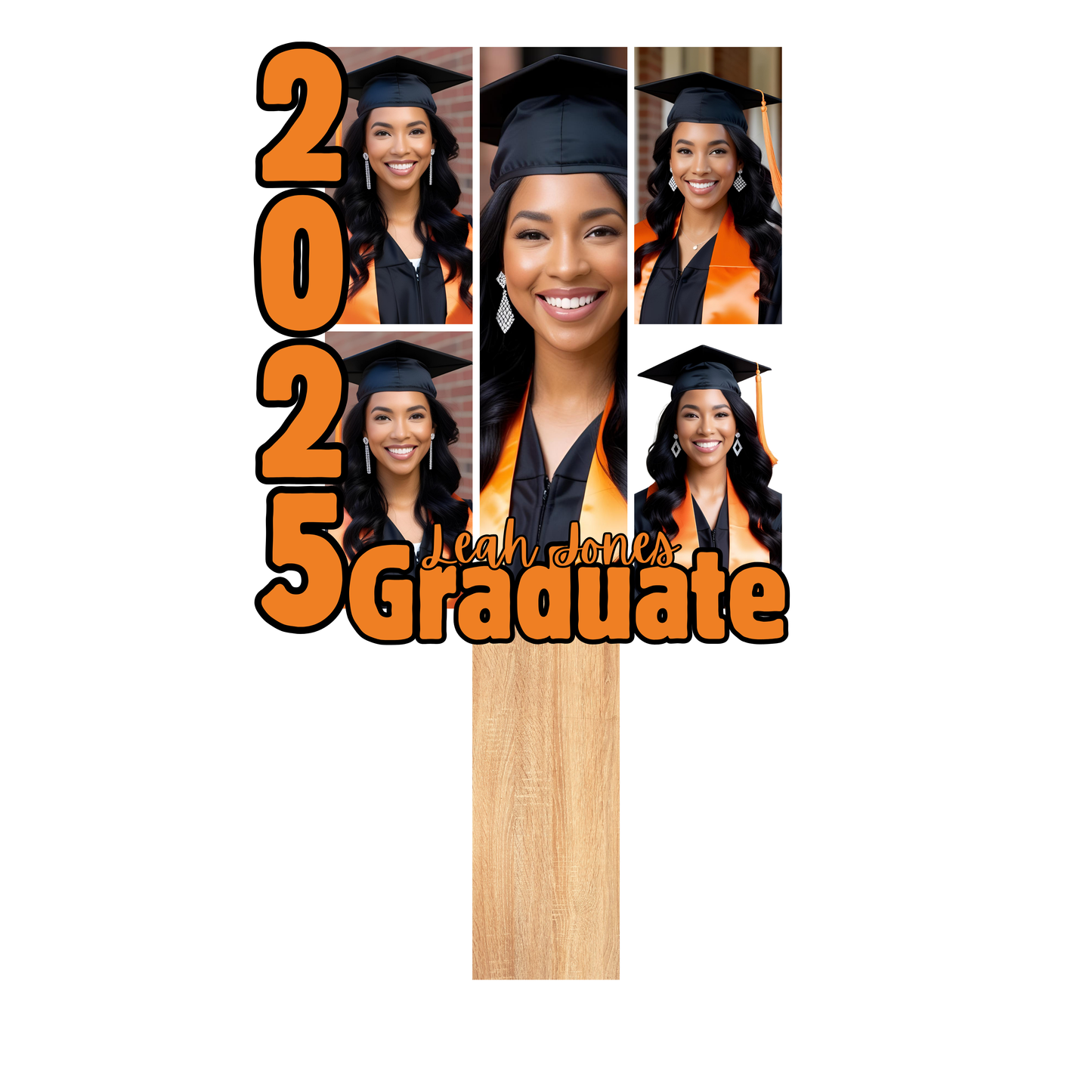 Custom grad fan design with editable text and school colors for Class of 2025