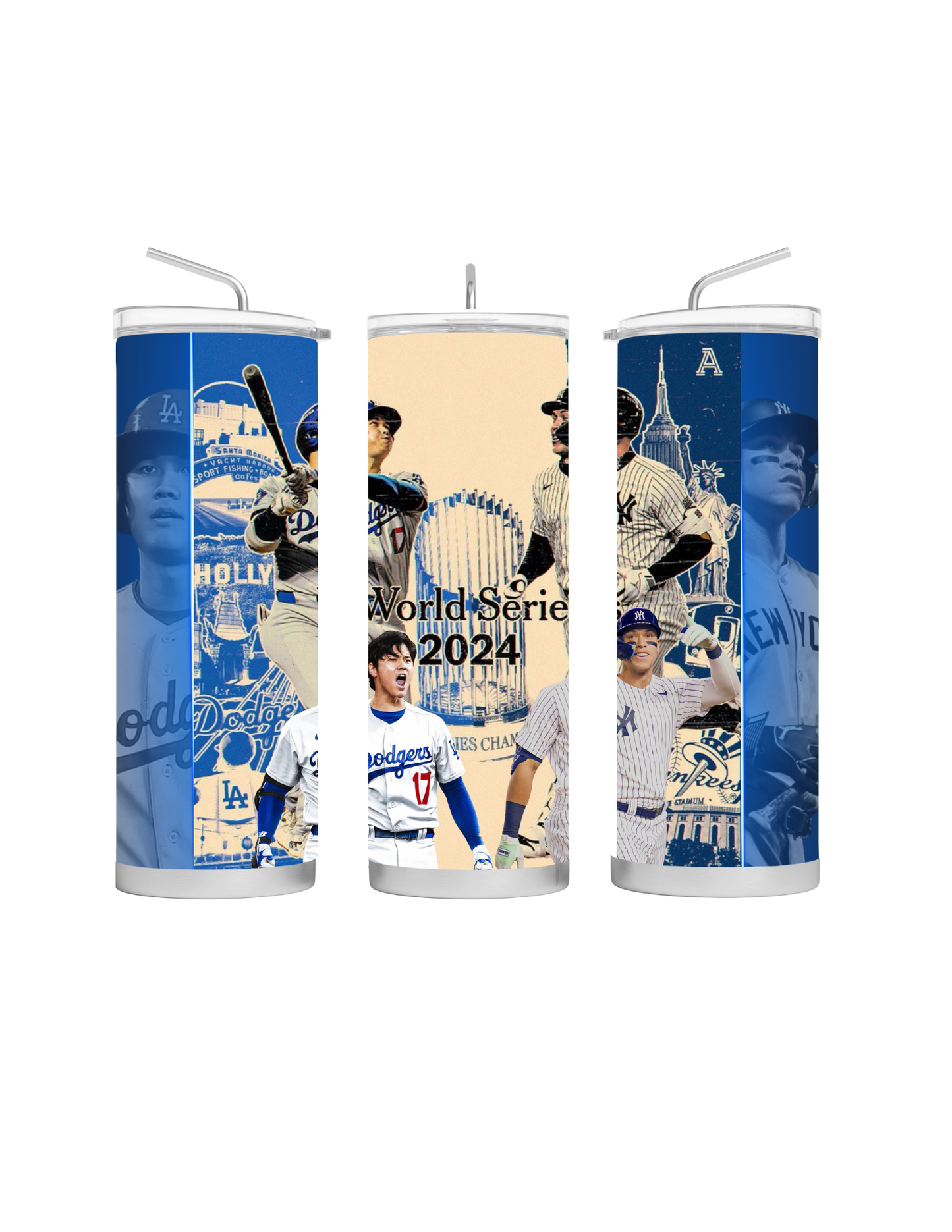 ALT Text: "Limited Edition 2024 World Series 20oz Bluetooth tumbler with built-in speaker, perfect for baseball fans. Customizable for sublimation, ideal for game-day drinks. Get yours now at craftybrowngirl.com."