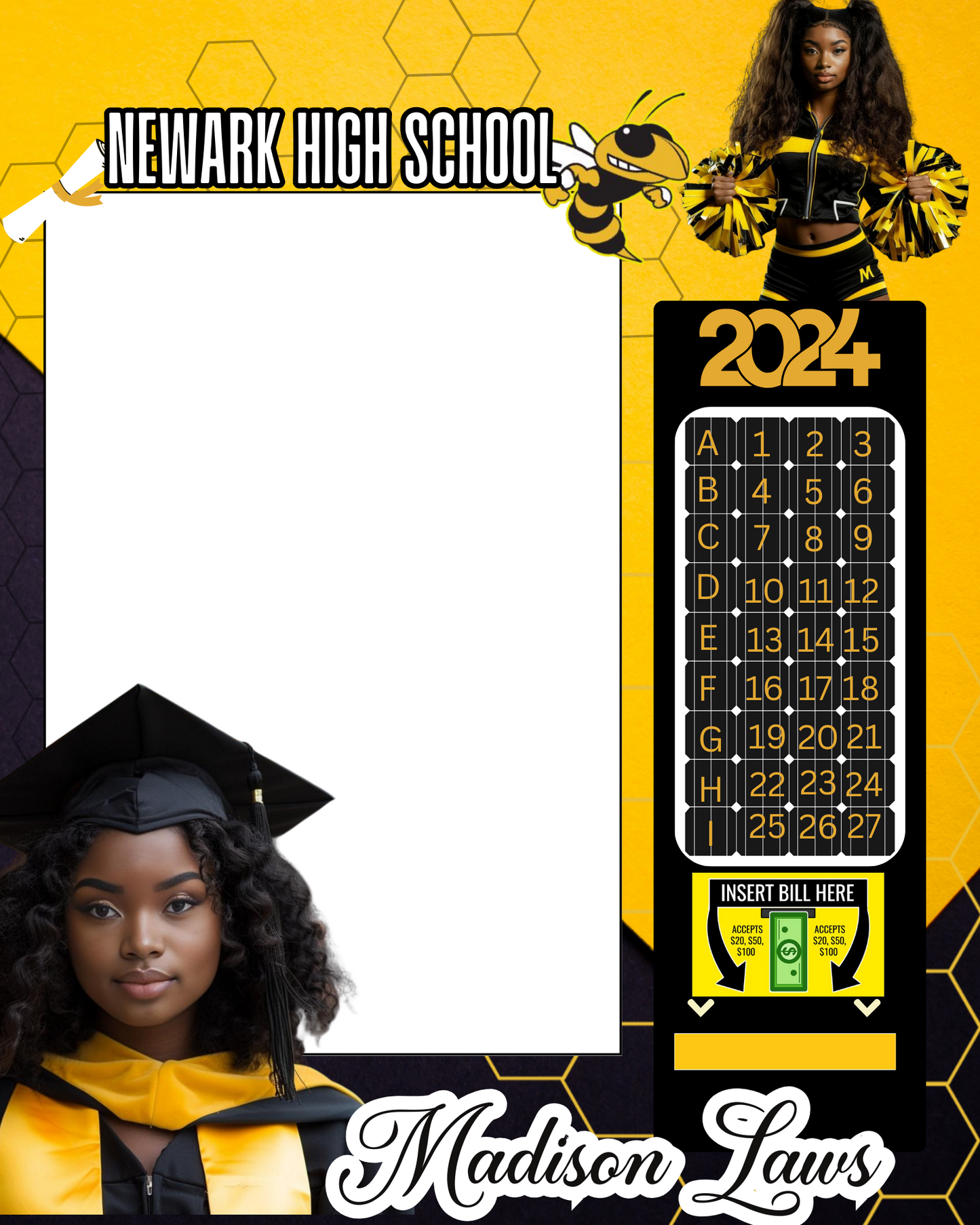Editable Vending Machine 16X20 Yellow and Black