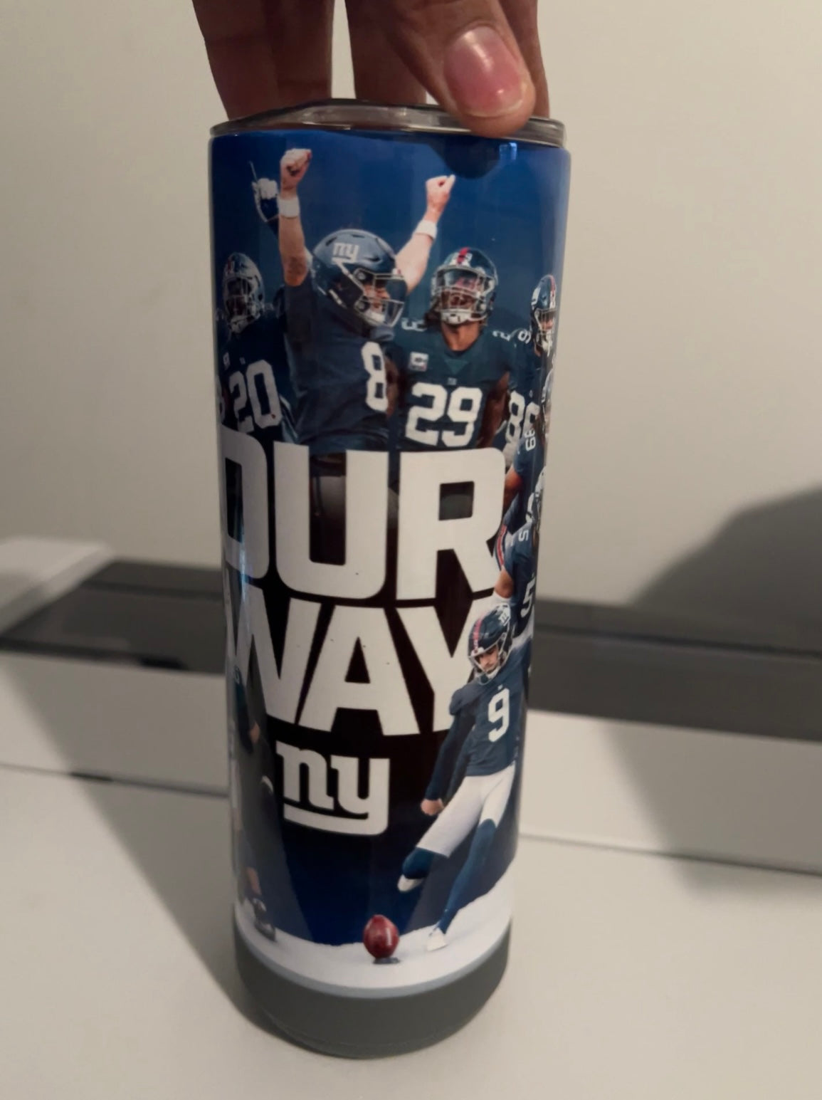 “20oz Giants Bluetooth Tumbler – Durable tumbler featuring New York Giants design with built-in Bluetooth speaker; perfect for fans, tailgates, and game days. Available now at craftybrowngirl.com.”