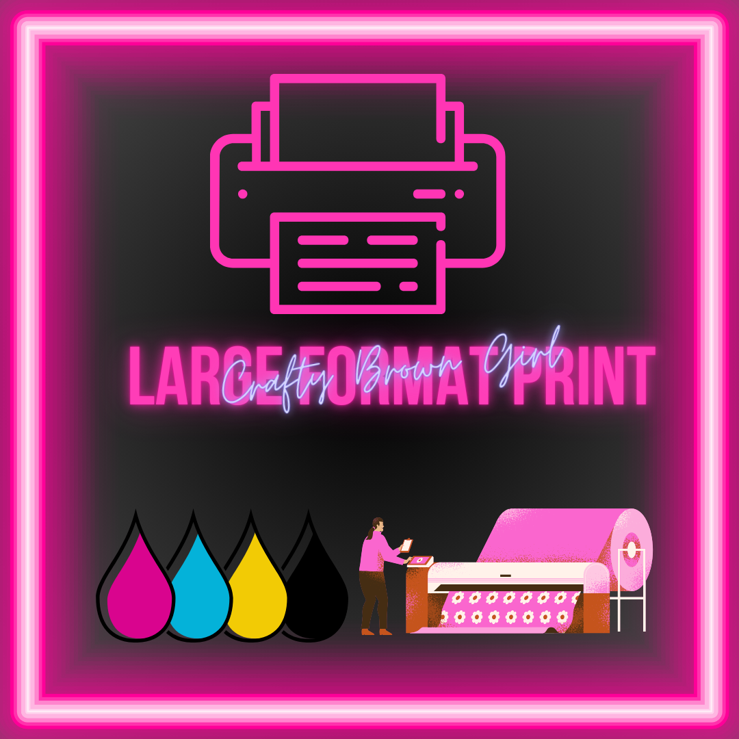 “Large Format Printing Collection – High-quality, customizable large format prints for banners, signs, and promotional materials; perfect for events, marketing, and business displays. Order your custom prints at craftybrowngirl.com.”