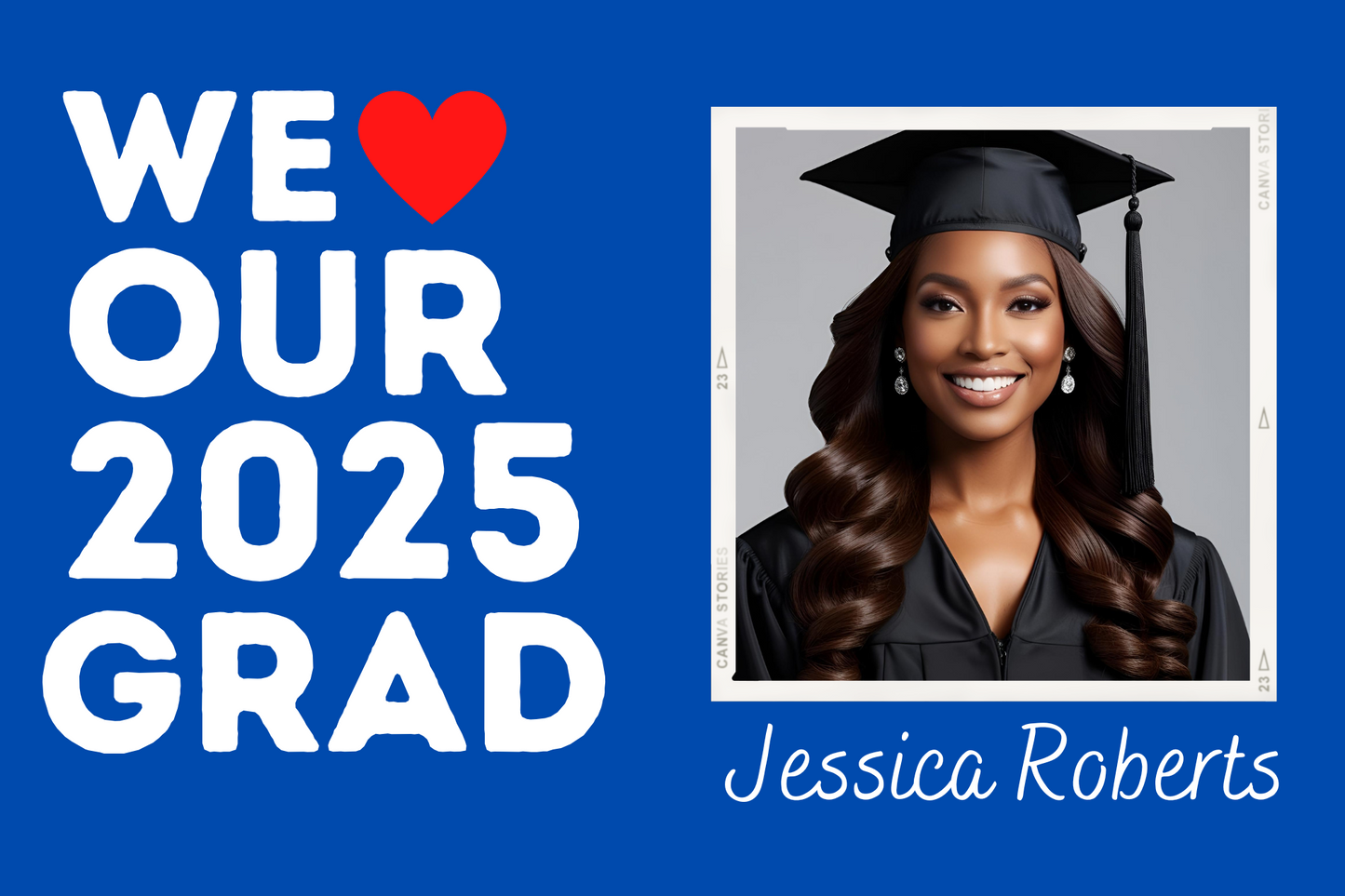 Printable graduation lawn sign for 2025 seniors, customizable with name and photo

