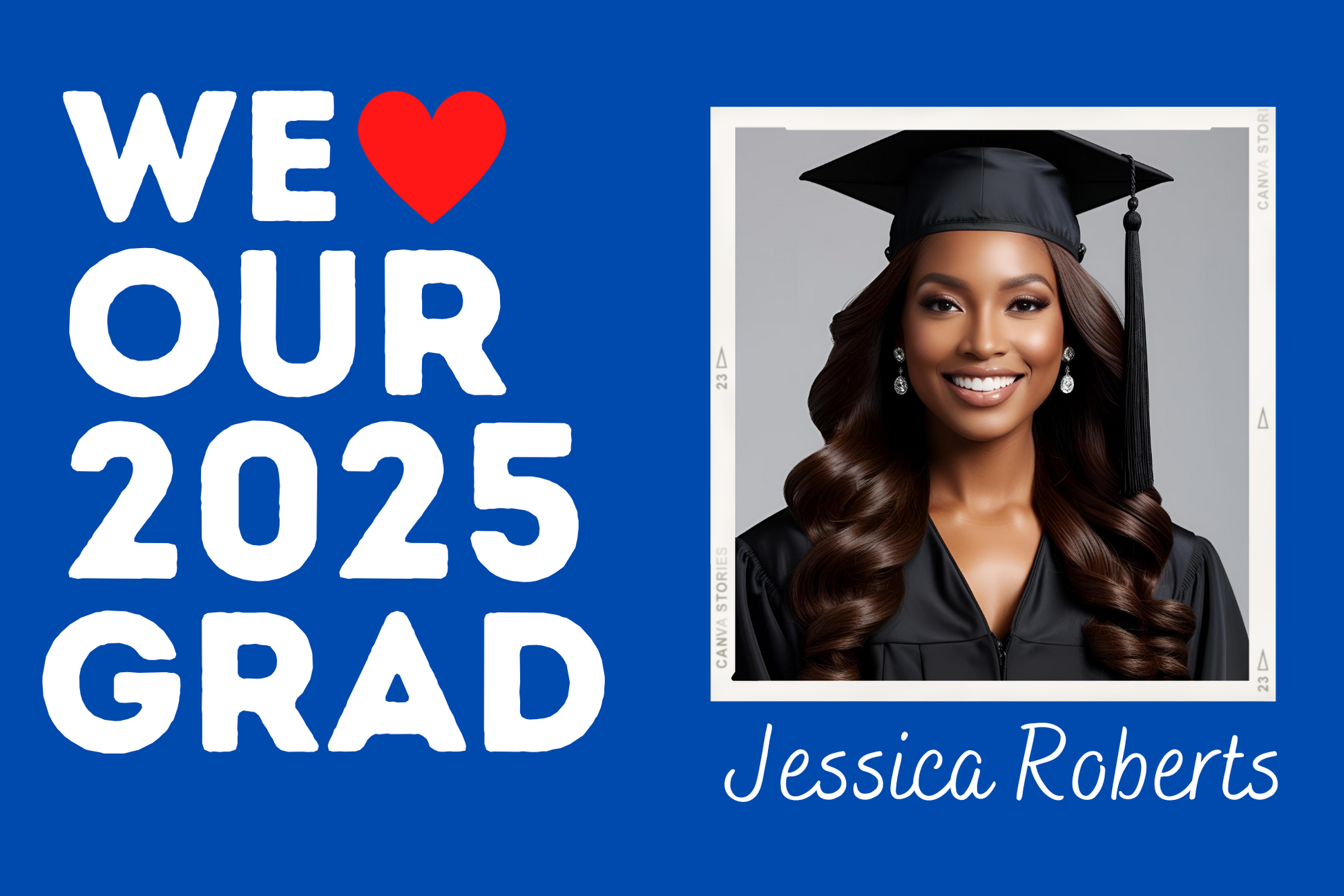 Printable graduation lawn sign for 2025 seniors, customizable with name and photo
