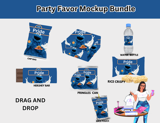 "Cookie Monster-themed editable party favor printables for kids' birthday parties. Customizable DIY decor with instant download. Perfect for Sesame Street-themed celebrations."