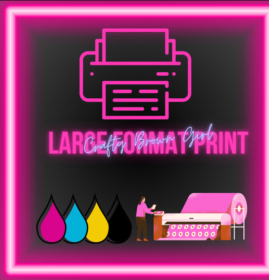 “Large Format Printing Collection – High-quality, customizable large format prints for banners, signs, and promotional materials; perfect for events, marketing, and business displays. Order your custom prints at craftybrowngirl.com.”