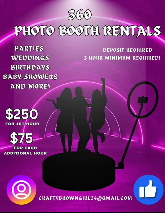 “360 Photo Booth Experience – Interactive, immersive photo booth rental providing dynamic 360-degree videos for events, perfect for capturing memorable moments with friends and family. Available for booking at craftybrowngirl.com.”